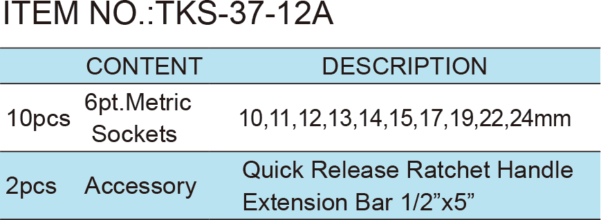 12pcs. 1/2”Dr. Socket Wrench Set (1)
