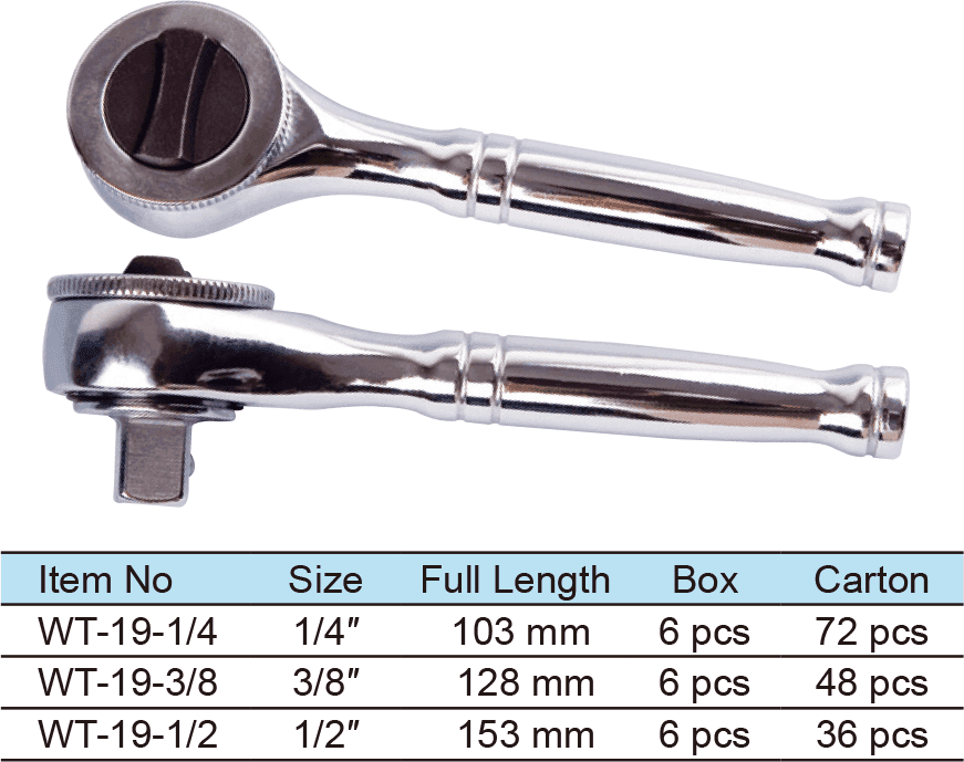 Stubby Ratchet Wrench, Round Handle, 1/4″ 43 Teeth, 3/8″ 41 Teeth, 1/2″ 45 Teeth(1)