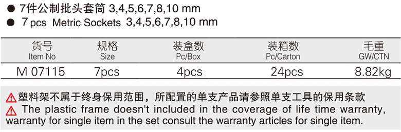 7件10mm系列公制批头套筒组件(图1)