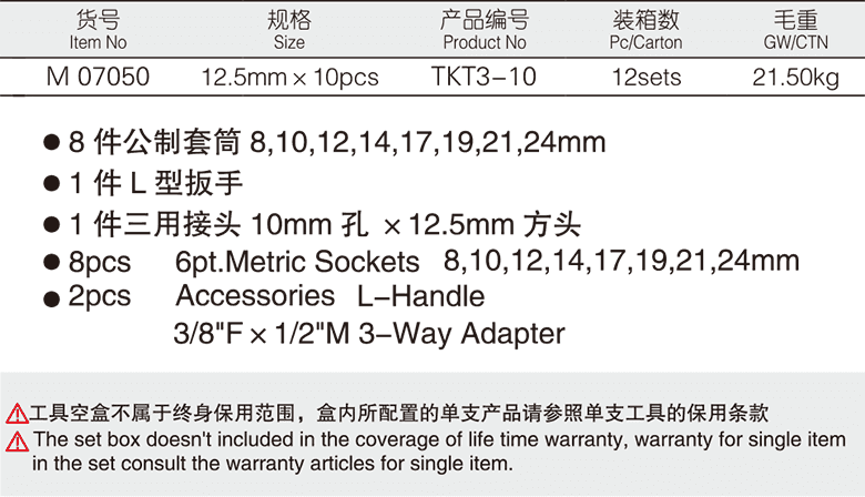 10件12.5mm系列公制套筒组套(1)