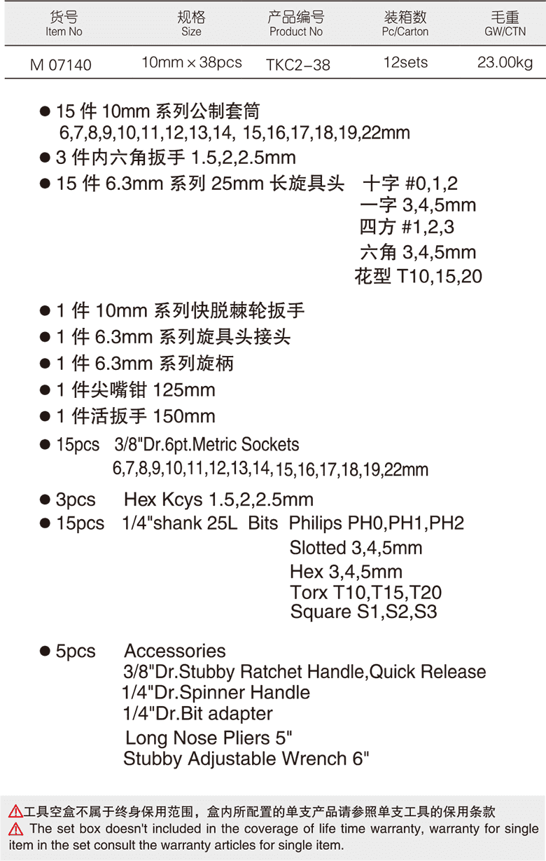 38件10mm系列公制套筒扳手组套(图1)